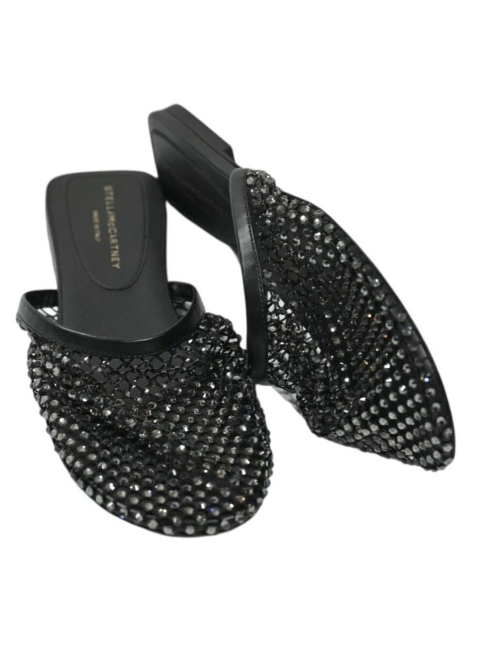 Stella McCartney Flat Slide Crystal Mesh in Black Crystal